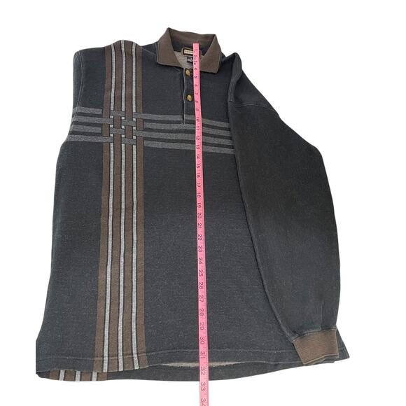 Vintage 90s Bachrach Long Sleeve Cotton Polo Shirt Neutral Size Large Retro - Picture 8 of 12